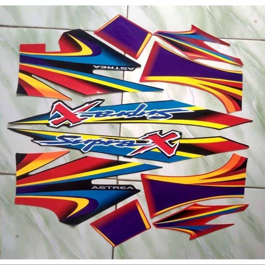 Striping Ori body Honda Supra X 110 2004 stiker bawaan original bodi honda supra x old supra lama