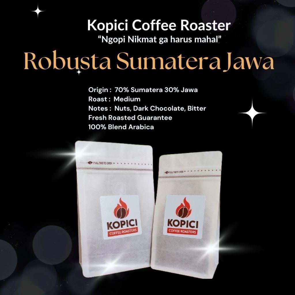 

KOPICI Kopi Robusta Sumatera Jawa. House Blend. Traditional Make. Strong Bitter
