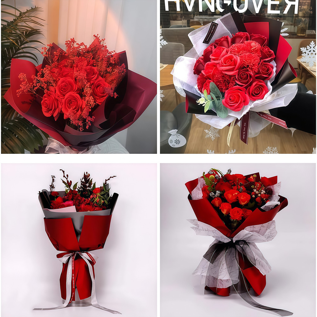 

20 PCS Double Sided Colors Flower Wrapping Paper Waterproof Bouquet DIY Wrapping Paper Florist Supplies