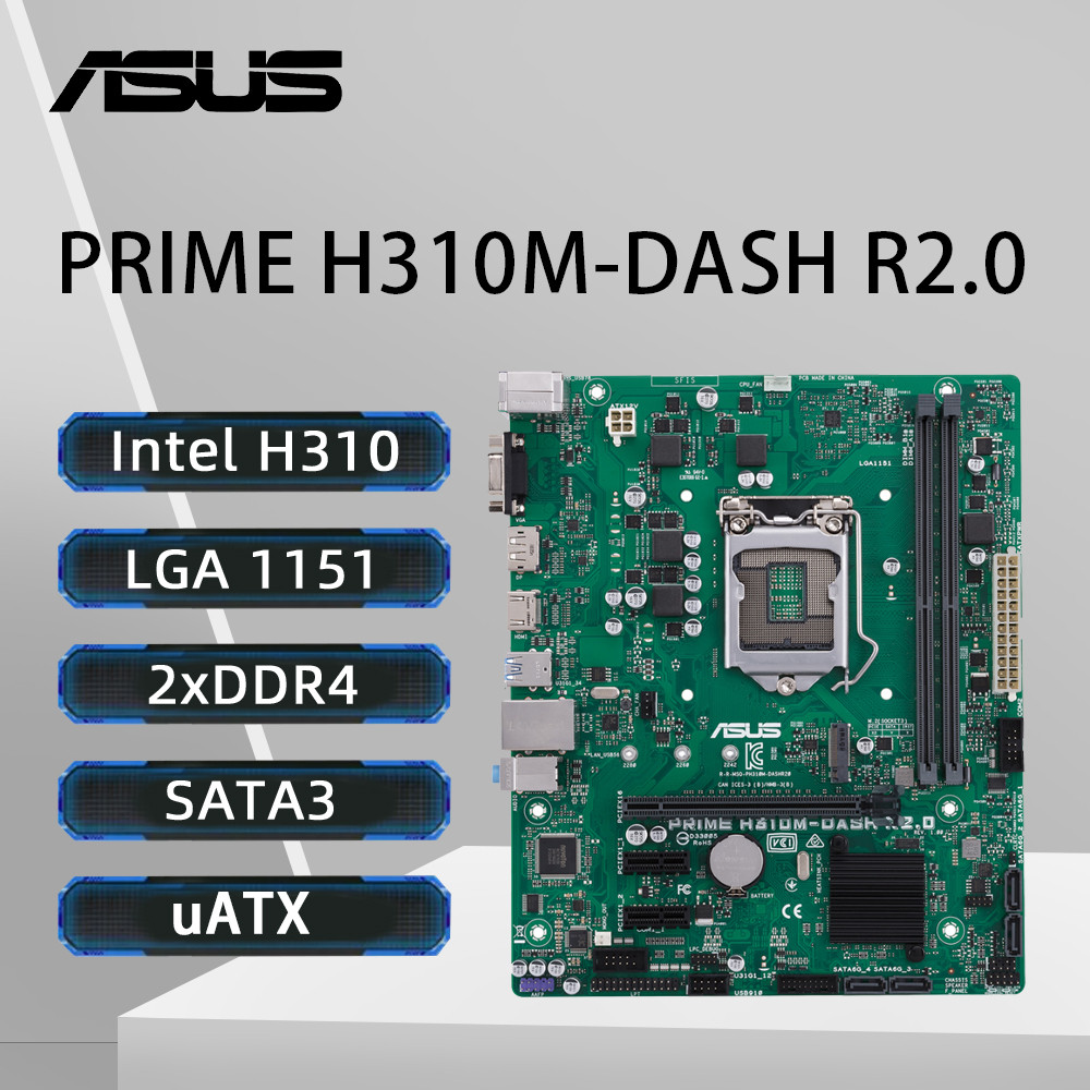 ASUS PRIME H310M-DASH R2.0 Motherboard LGA1151 Support 9th/8th Gen Core i5-9400F 8500 9700F i7-2600 