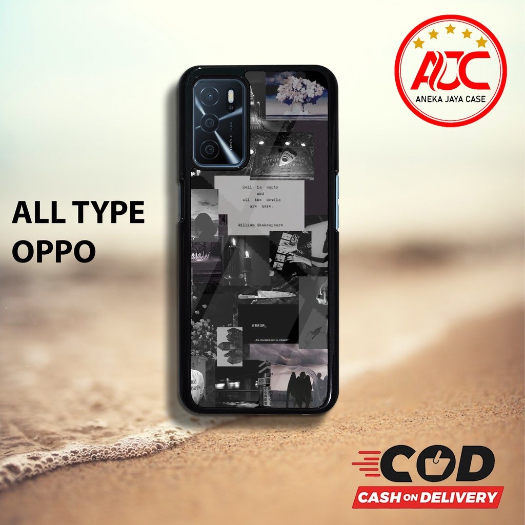 CUSTOM Case GLOSSY ALL TYPE OPPO A16 BLACK AESTHETIC