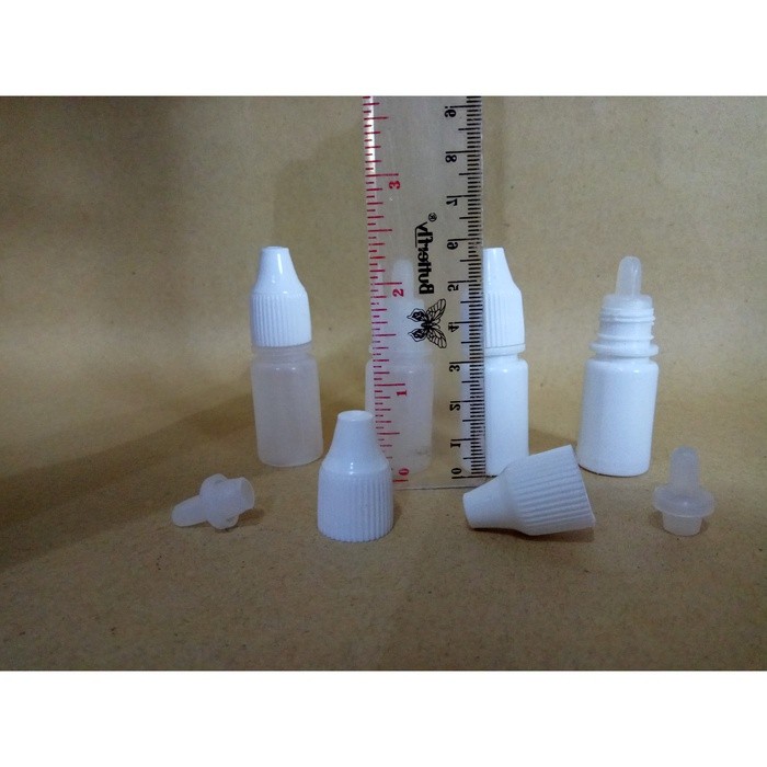 isi 10pcs - botol tetes mata 5 ml LUBANG NON SEGEL plastik putih natural 5ml 5cc cc bolong