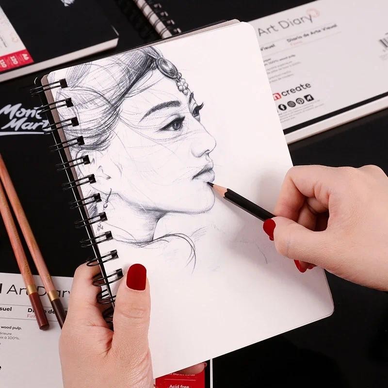 

A3/A4/A5 Black Coil Loose Leaf Sketchbook Thickened 110g 120 Pages Ivory White Painting Paper Sketchbook Drawing Art Supplies