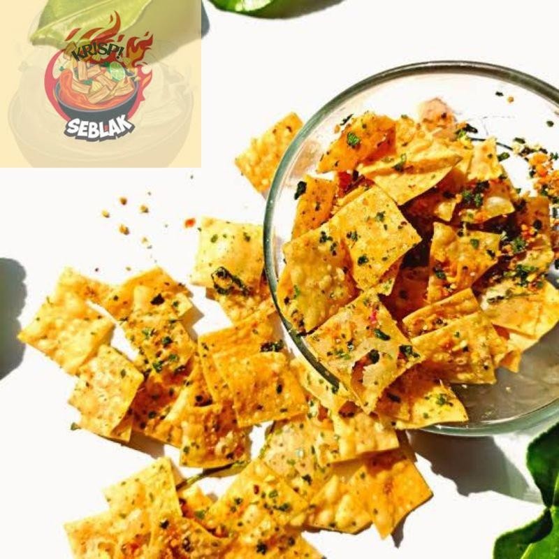 

Seblak krispi 100 GRAM PANGSIT MIE BAWANG/PEDAS DAUN JERUK