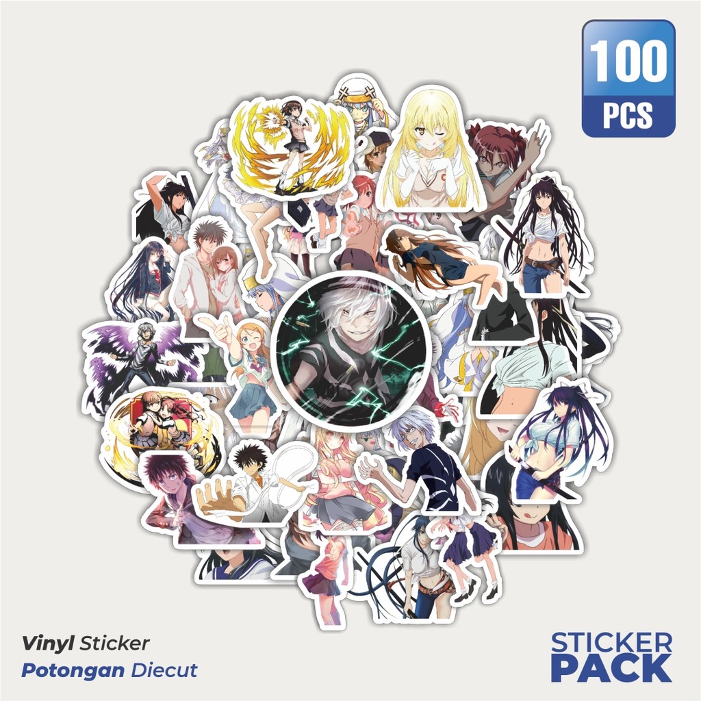 

100 PCS STIKER Anime Series Certain Magical Index Character Mix Waterproof Aesthetic- Untuk Laptop, Motor, dan Helm - Paper Stationery Pack