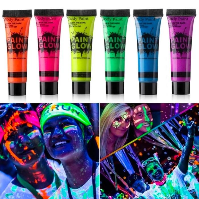 10 Ml Cat Lukis Badan Wajah Cair Body Face Painting Glow in the Dark - pink