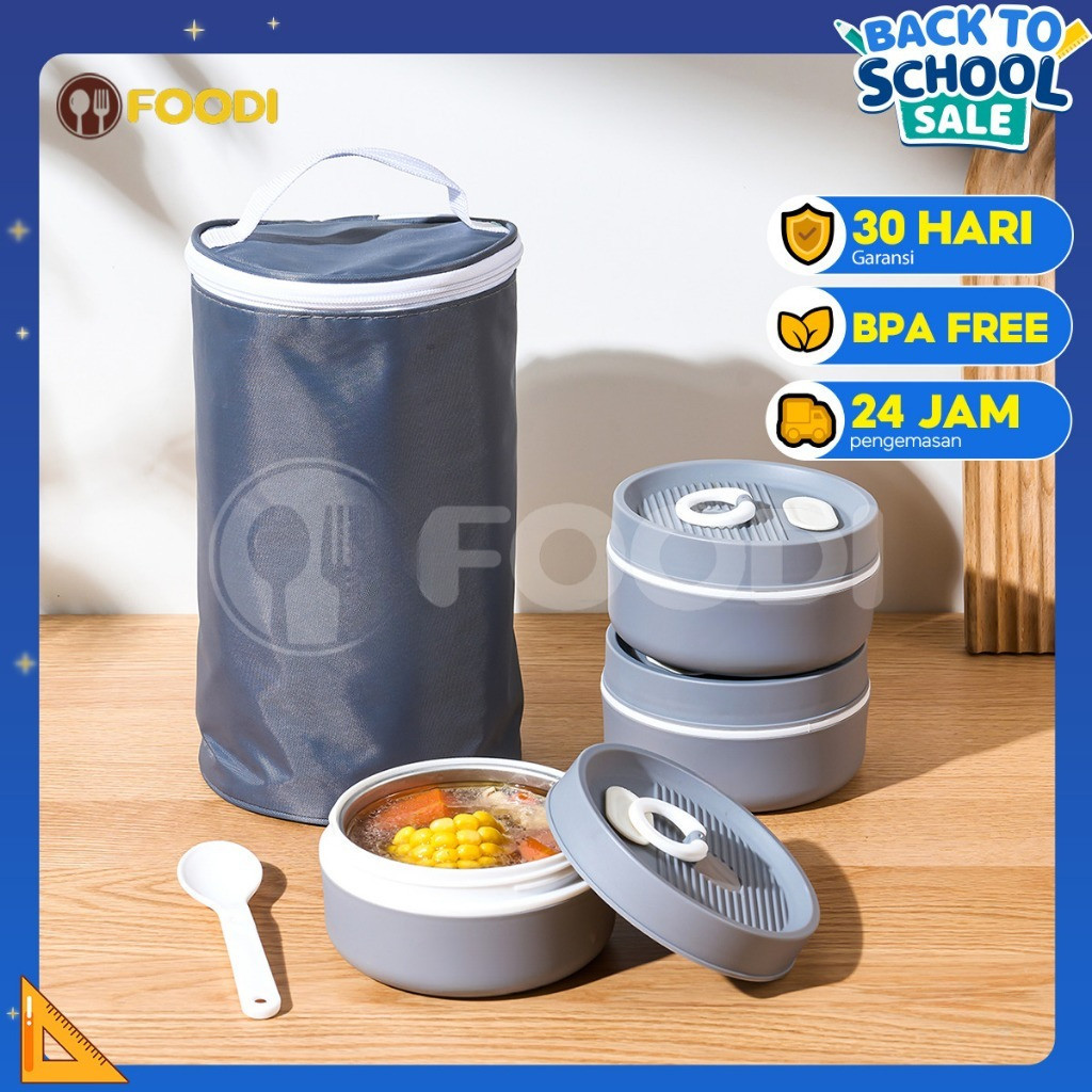 Ecentio Kotak makan stainless  304 stainless set/Kotak makan anti tumpah