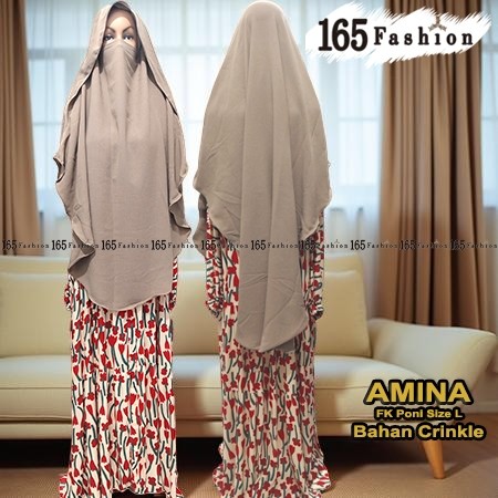 Amina French Khimar Poni Size L Crinkle Cadar On Pola by 165fashion