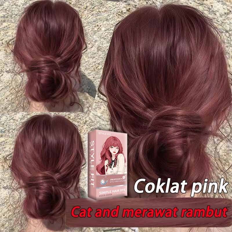 【Gratis Ongkir】Cat Rambut Alami 210ml - Warna Coklat Pink & Ash Brown, Tanpa Amonia, 100% Tutupi Uba