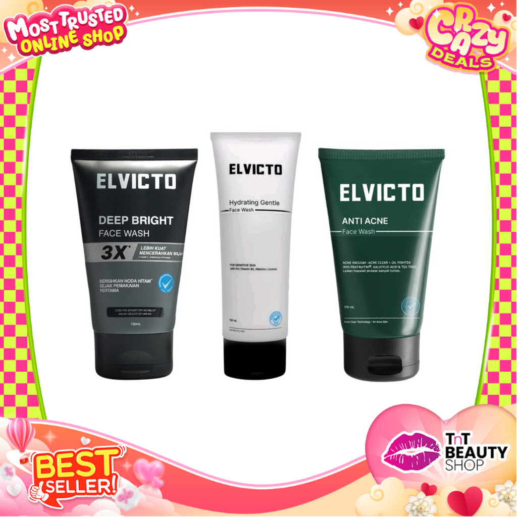 Elvicto Face Wash Series 100ml Deep Bright Anti Acne Hydrating Gentle | TnT Beauty Shop
