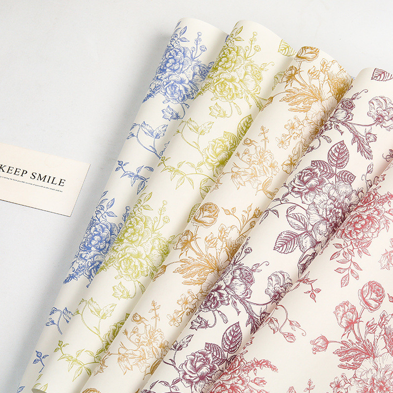 

10 pcs Afternoon Black Tea Retro Kapok Wrapping Paper Wedding Handmade Gift Bouquet Waterproof Wrapping Paper Craft Papers