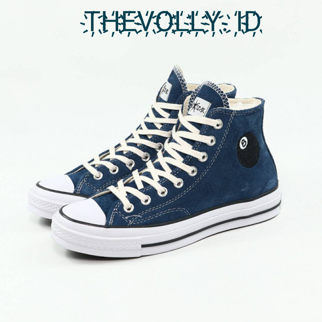 Sepatu Converse All Star Chuck Taylor 70s High 8 Ball Sargasso Sea Blue White Black X Stussy BNIB Or