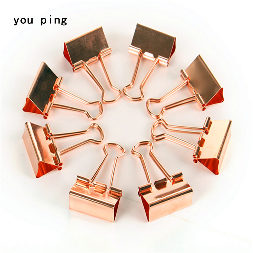 

15mm 19mm 25mm 32mm 41mm 51mm Rose gold Clamp Paper Binder Clips Bookmark Clips Memo Clip Student School Office Supplies