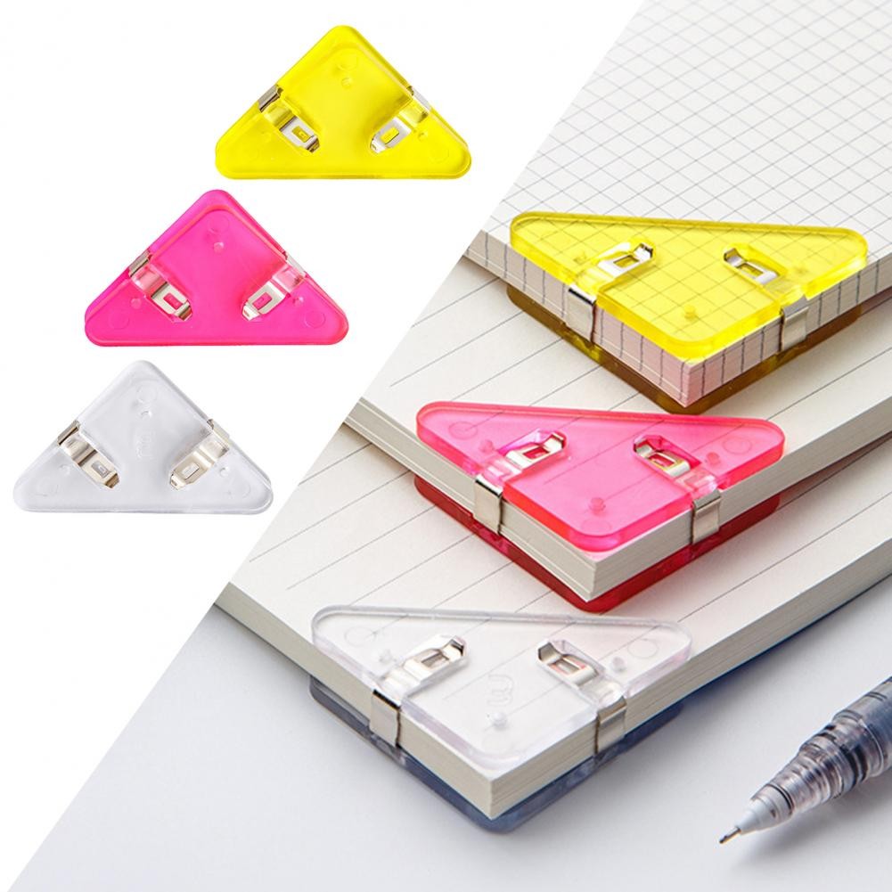 

5Pcs Transparent Triangle Corner Clips Multifunctional Document File Book Page Corner Clips Students Supplies