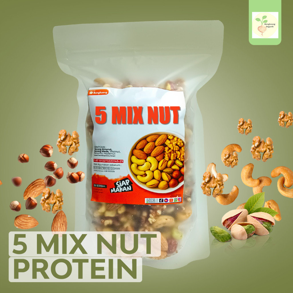 

MIX NUT PROTEIN 125gr - Kacang Almond, Mede, Walnut, Pistachio, Hazelnut
