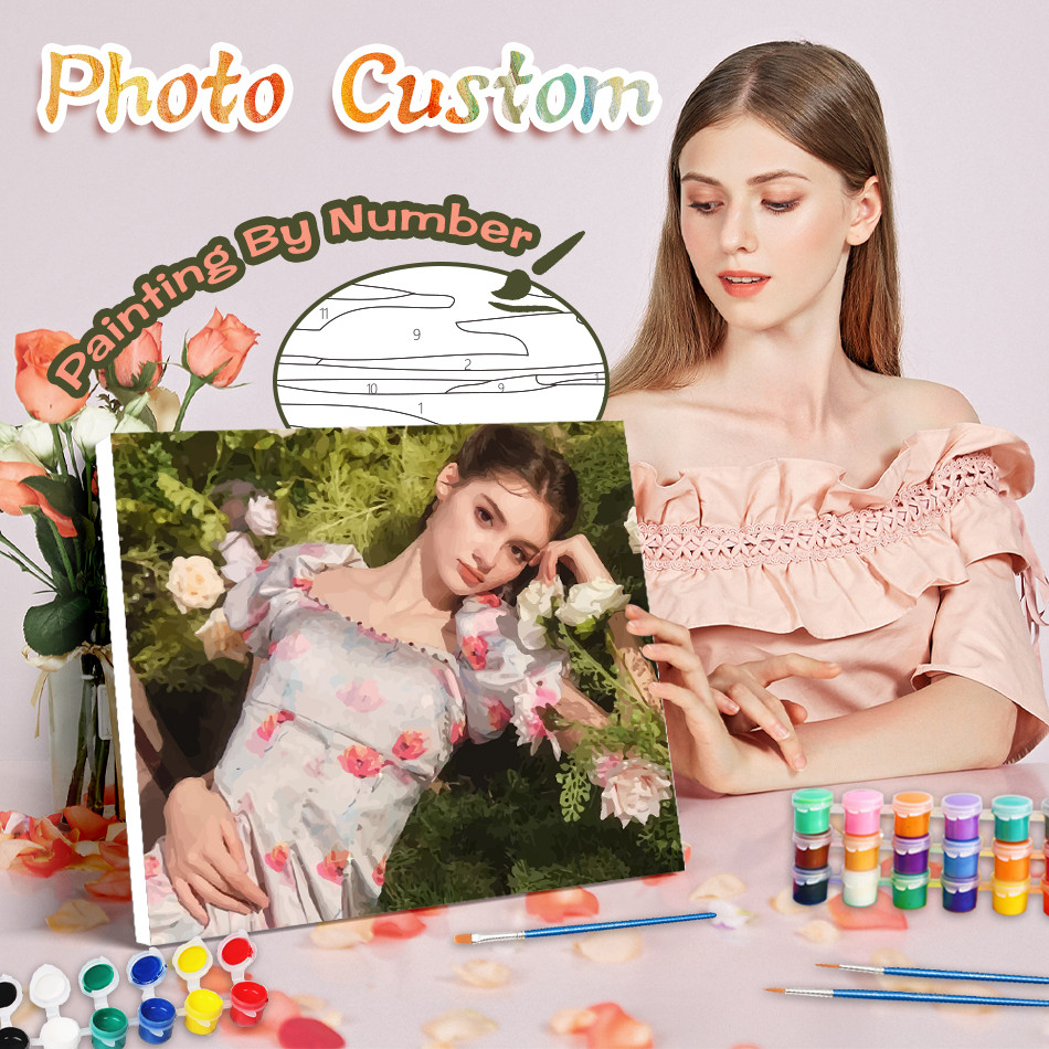 

RUOPOTY DIY Paint By Numbers Kits Photo Custom Acrylic Paint Paintings Friend Gift Digital Painting Art DIY Crafts Wall Decor