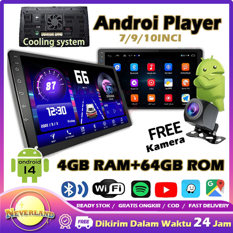 Dual Kipas 4G+64G IPS Screen Head Unit 7/9/10 Inch Car Android 14 Navigasi Untuk TOYOTA Daihatsu Mit