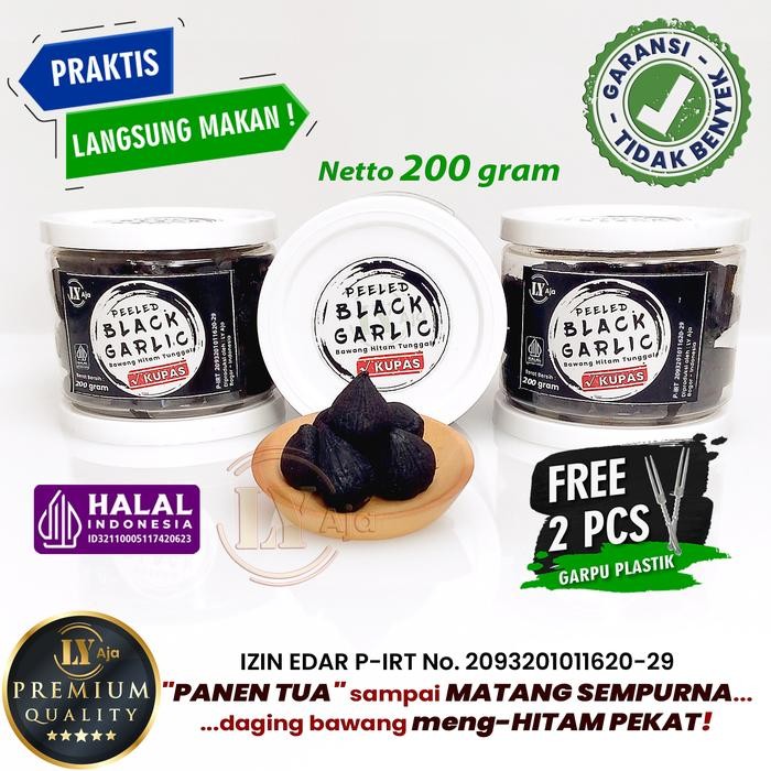 

Promo LY Aja Bawang Hitam Tunggal dan Kating Kupas 200 g – Peeled Black Garlic Premium - Tunggal