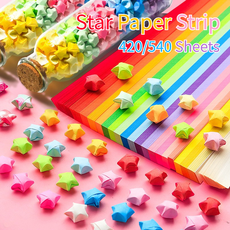 

420/540 Sheets/Pack Origami Stars Paper Strips Colorful Star Decor Folding Paper DIY Color Star Paper Decoration Paper Strips