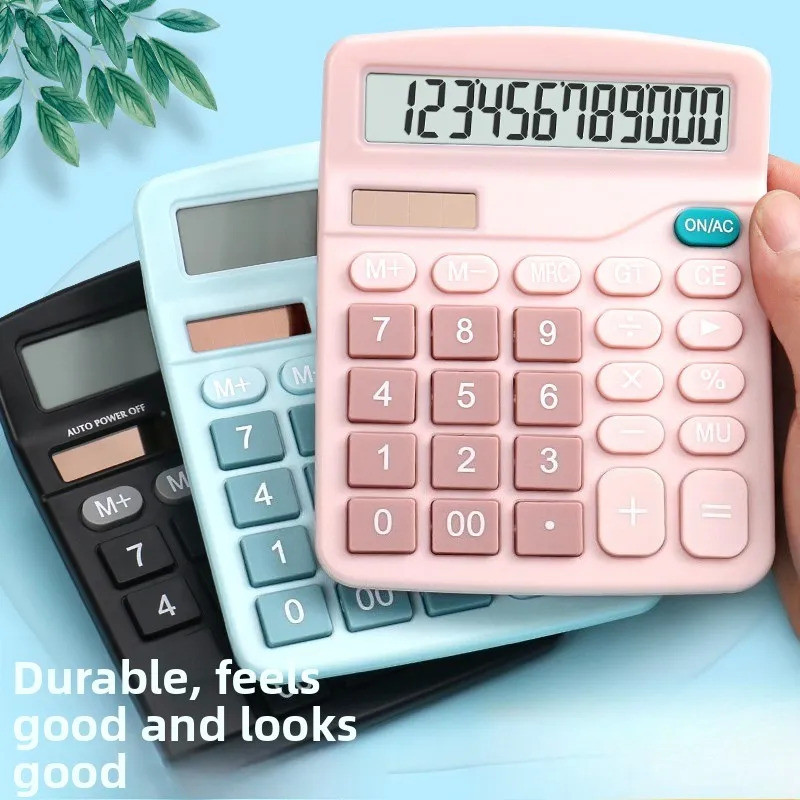 

Desktop Calculator with 12-Digit Large LCD Display - Solar & Battery Dual Power, Standard Functions for Home Basic Use