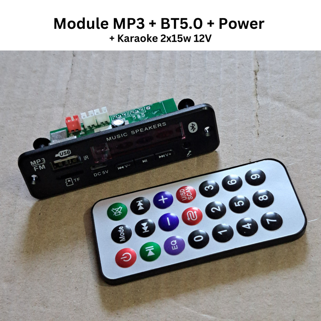 Module MP3 + Bluetooth 5.0 + Power + Karaoke 2x15W 12V
