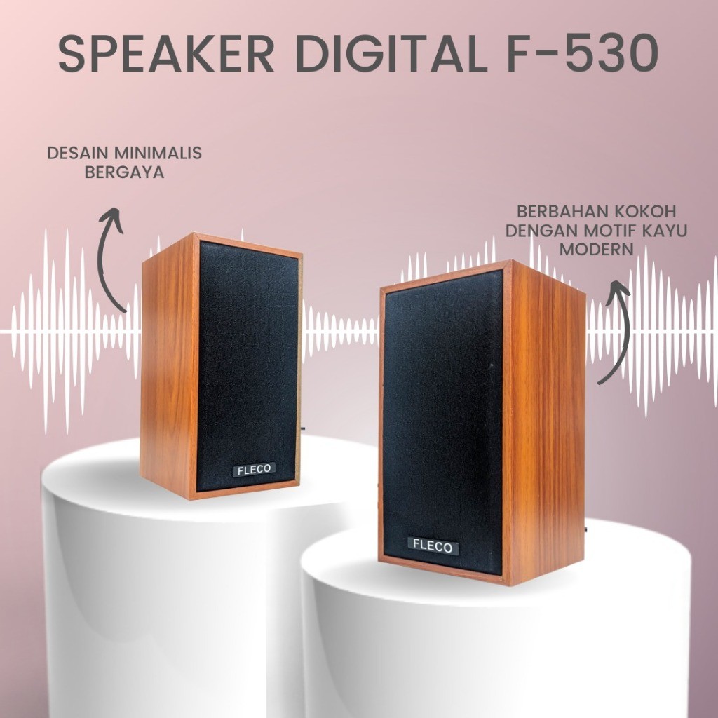 SMART SPEAKER Speaker Komputer Kayu Bass Fleco F-530 F 530