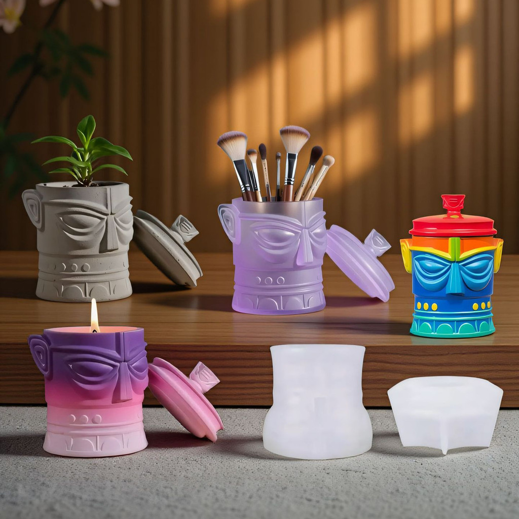 

Sanxingdui Gypsum Cup Making Mold DIY Epoxy Resin Aromatherapy Candle Cup Vase Storage Cup Silicone Mould