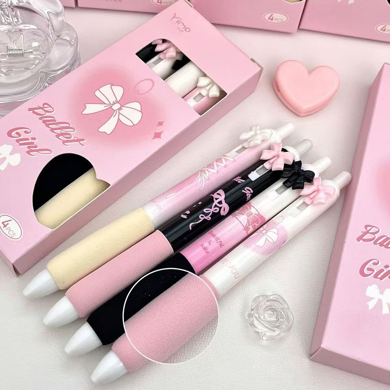 Pulpen Gel Aesthetic Pen 0.5mm Korea Tinta Hitam Pena pens Lucu Dan Unik Bulpen Pink School Alat Tul