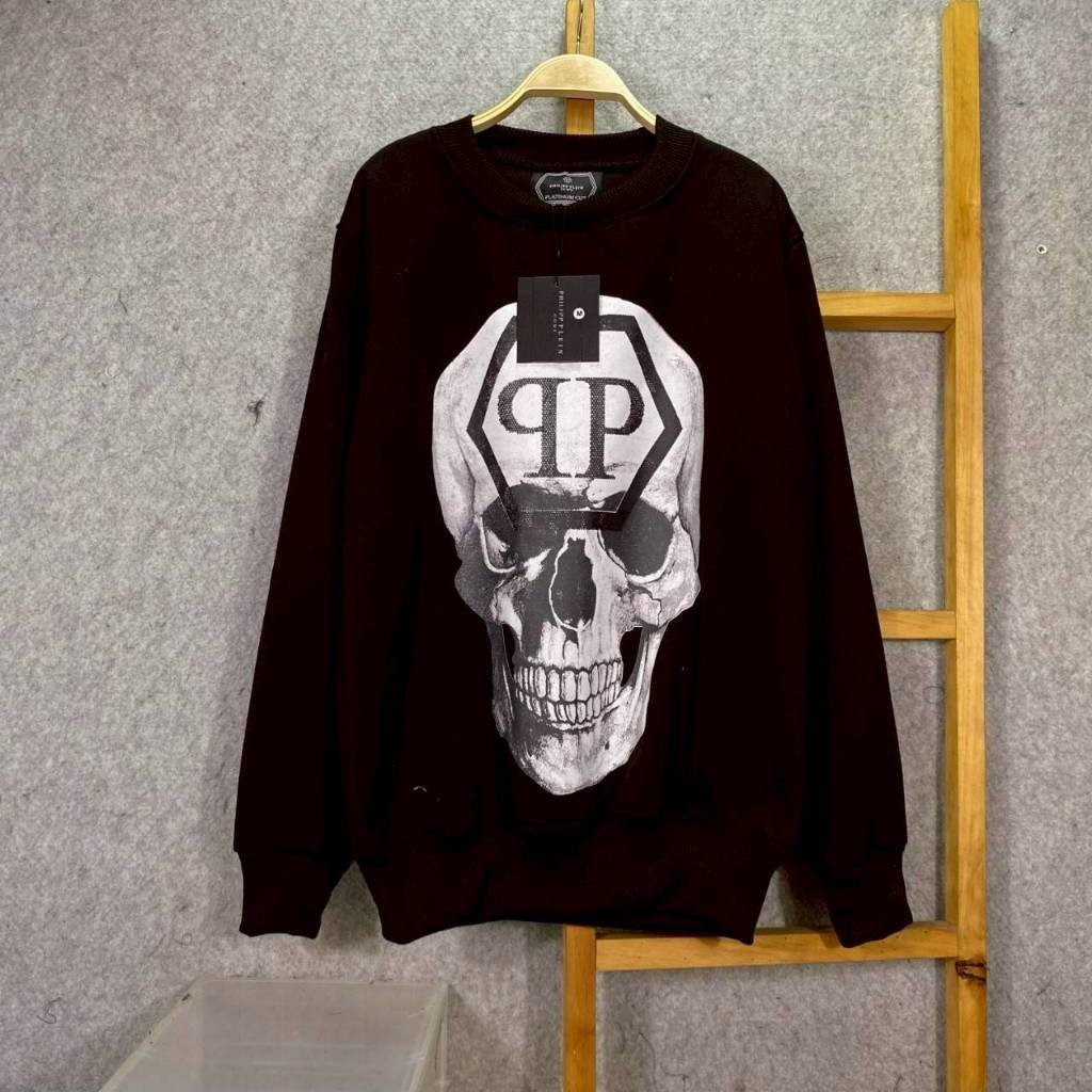 SWEATER CREWNECK PHILIPP PLEIN SKULL LOGO PP BLACK CSR SHOP