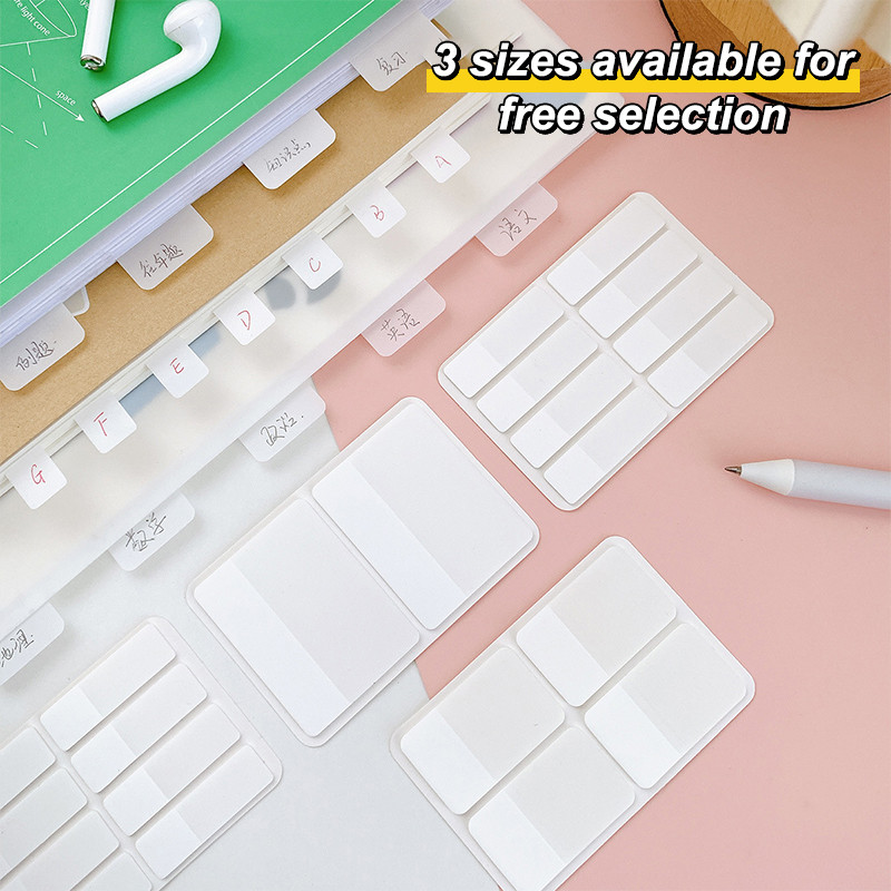 

40/80/160 Pages Frosted Simple Pure White Index Stickers Transparent Label Stickers DIY Sticky Notes Office School Supplies
