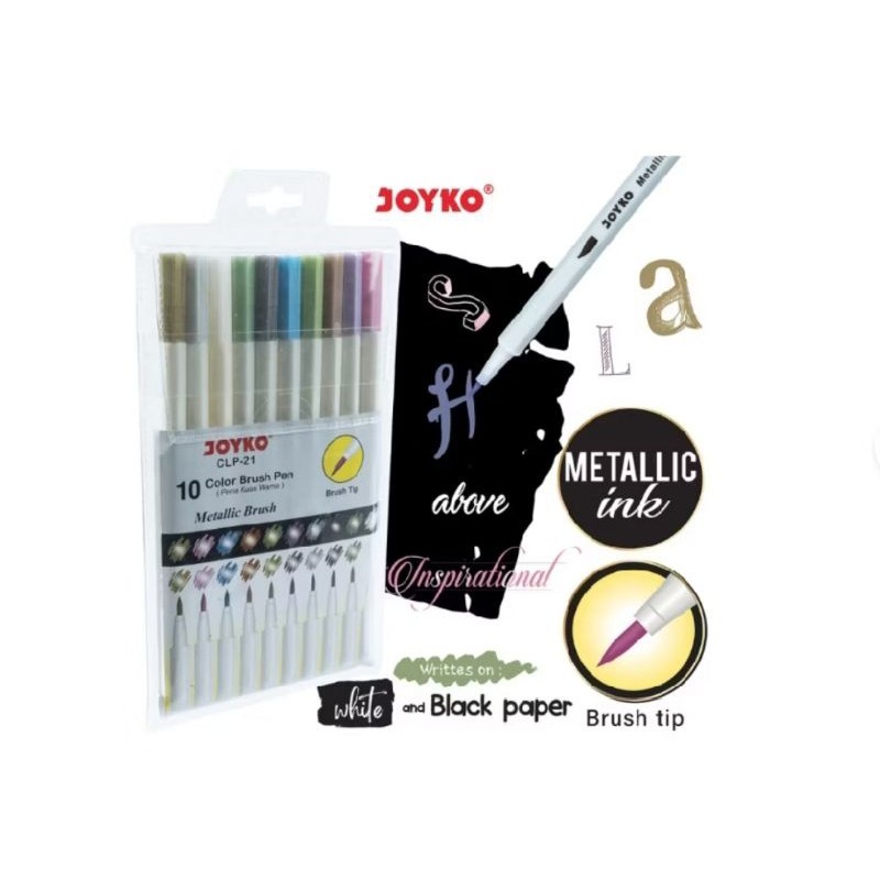 

Color Brush Pen Metalic Joyko Clp-21 ( 1set/10warna )