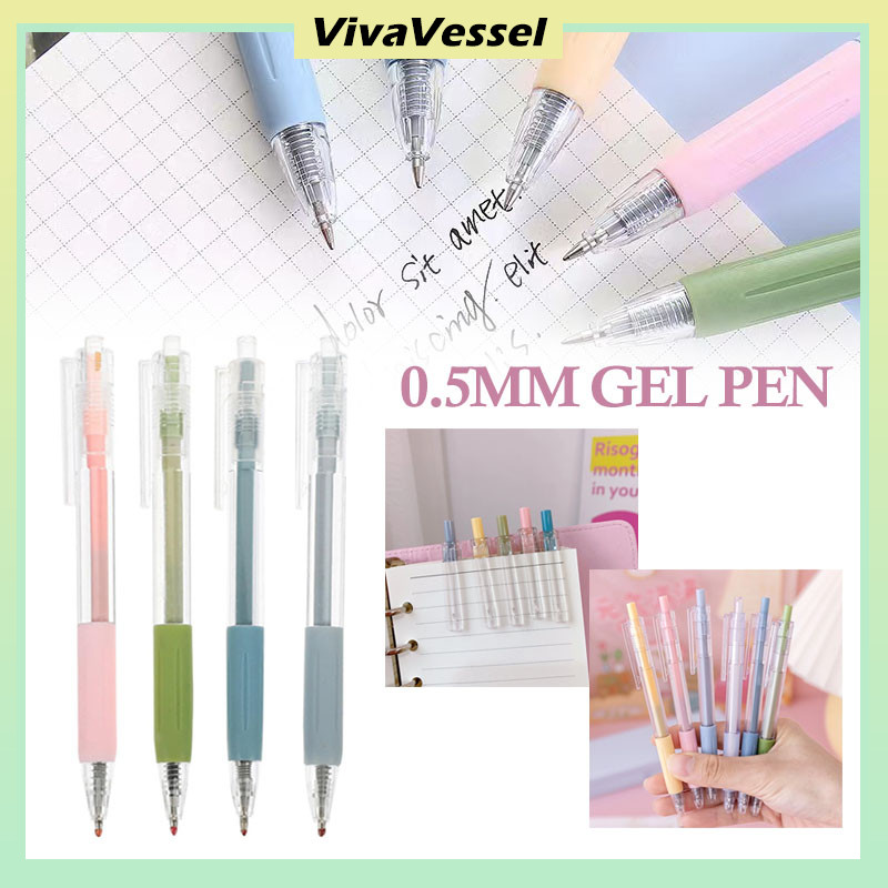 

10PCS Alat Tulis/Bolpoin Hitam Polos/Gel Pen/Pena Hitam Gel 0.5 Mm Transparan/Pulpen Cepat Kering Pena Netra