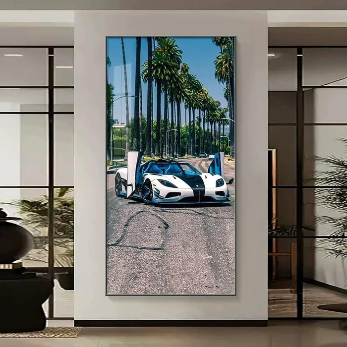 Lukisan Porcelain Painting Diamond Kuda Pagani Sports Car Led Lighting