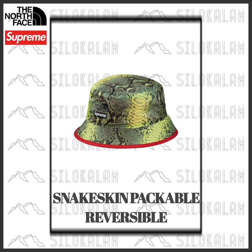 TOPI SUPREME X THE NORTH FACE SNAKESKIN PACKABLE REVERSIBLE BUCKET HAT