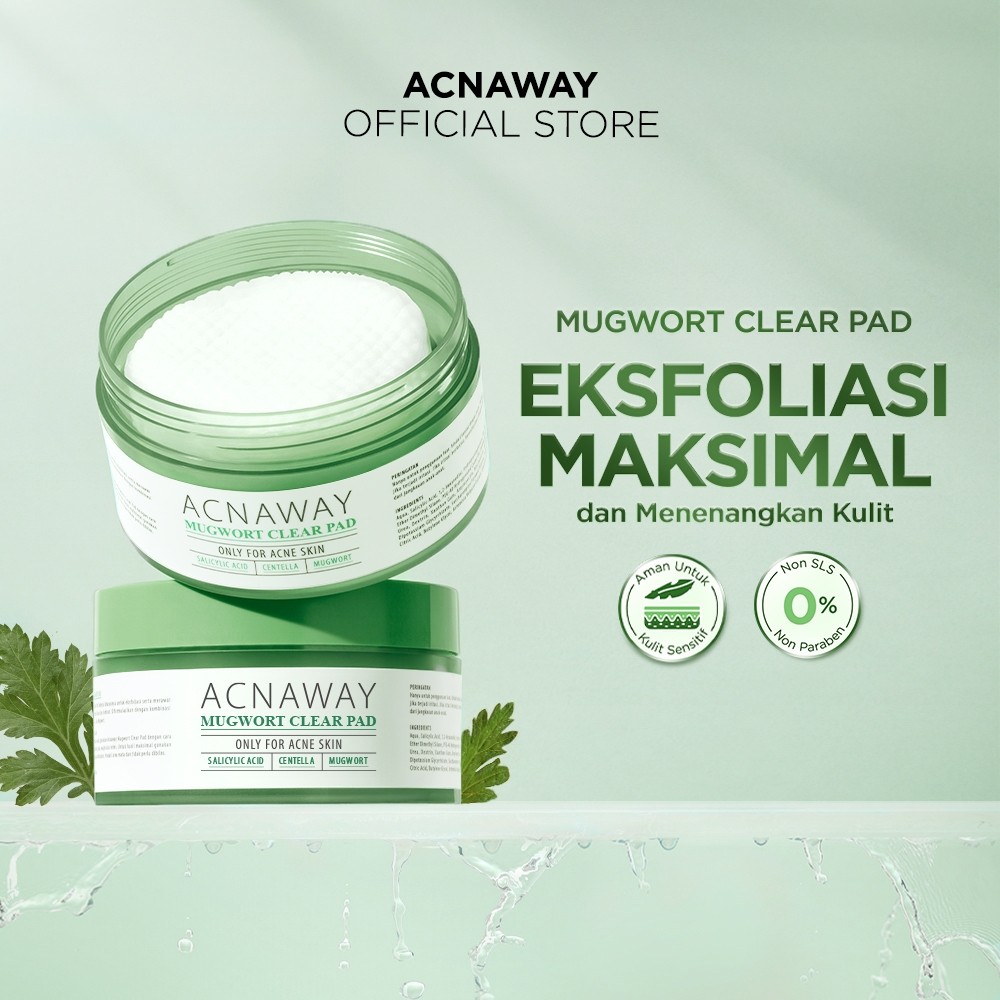 ACNAWAY Mugwort Acne Clear Pad Exfoliating – Exfoliation Pad untuk Kulit Sensitif & Berjerawat Eksfo