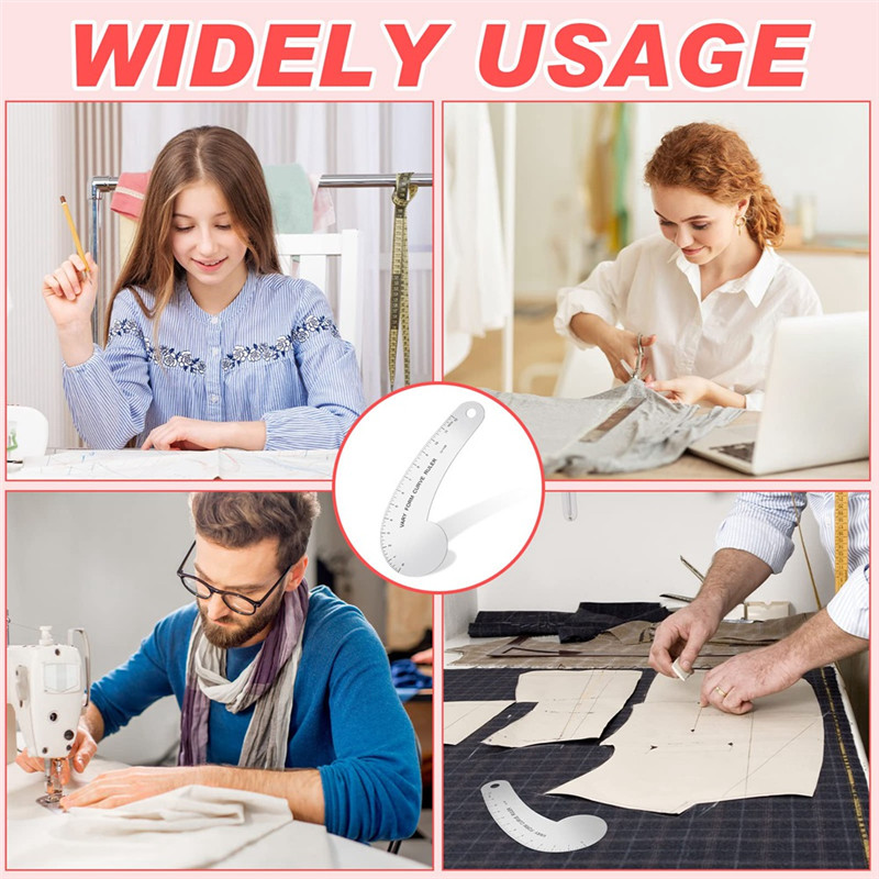 

ABJO-Vary Form Curve Ruler 12Inch Solid Metal French Curve Hip Curve Ruler For Measuring Sewing Design Making 1 Piece