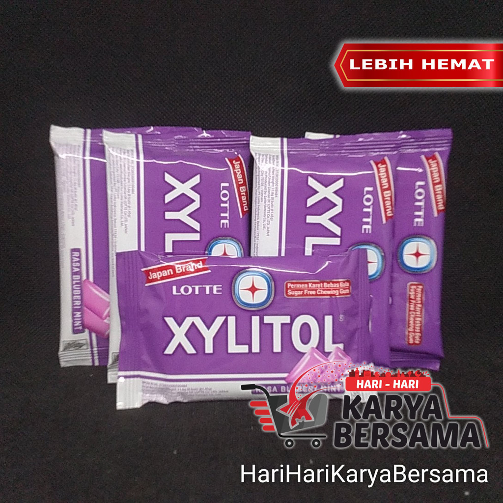 

MAKANAN RINGAN PERMEN KARET LOTTE XYLITOL RASA BLUBERI BLUBERRY MINT BLISTER PACK 5'S X 11.6GR