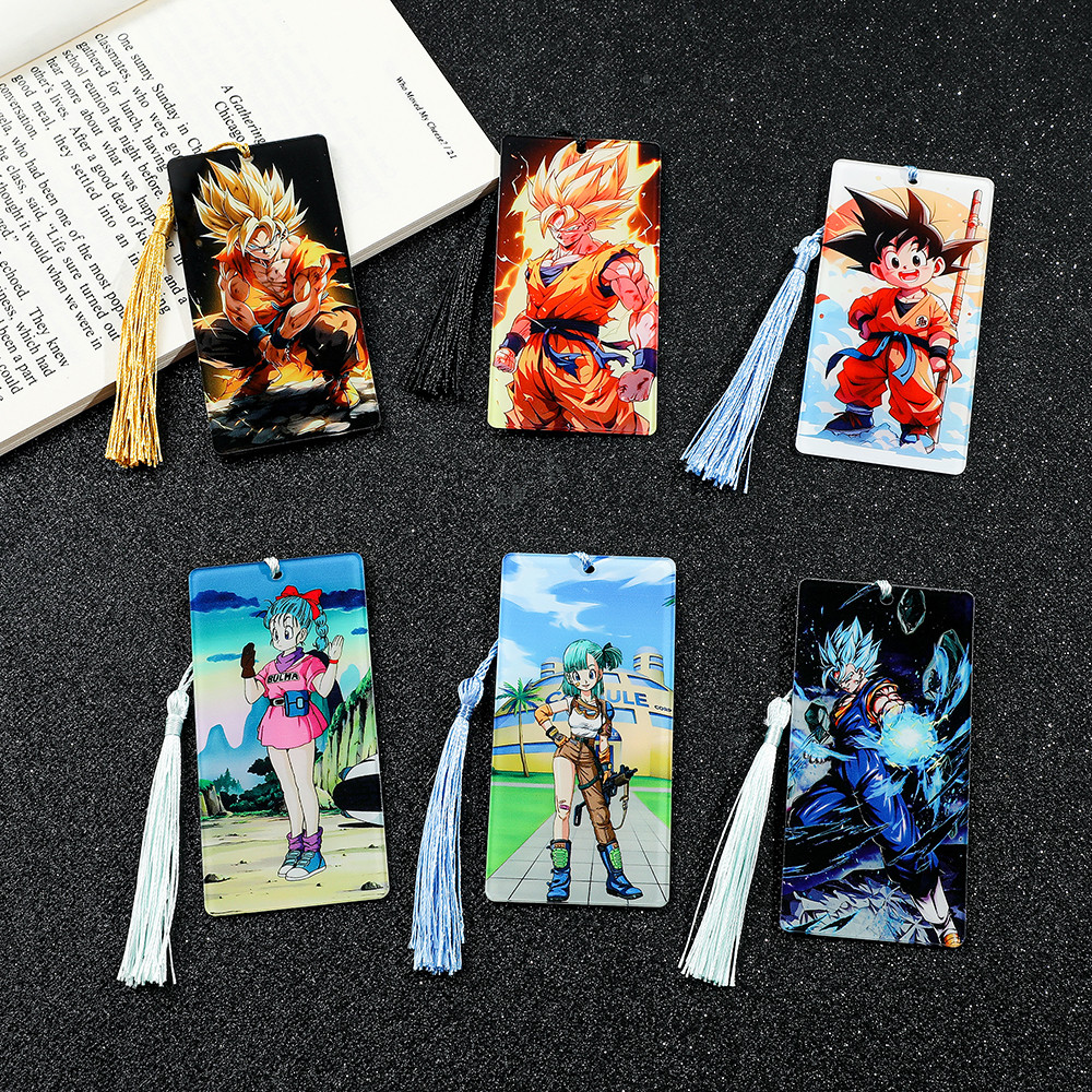

6 Style Anime Dragon Ball Bookmark Marker Saiyan Warrior Acrylic Bookmark Gift for Manga Fan Book Fan Reading Marker