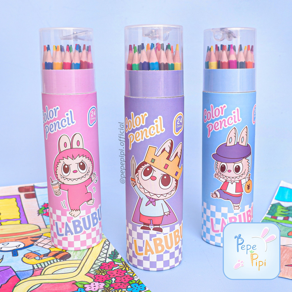 

Pensil Warna Tabung Tinggi Labubu 24 Warna Colored Pencil Mewarnai Menggambar Colour Alat Tulis
