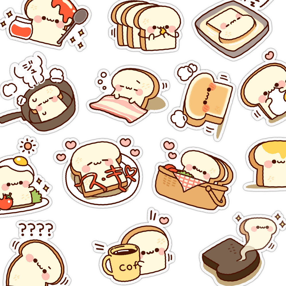 

40PCS Cute Bread Stickers Kawaii Food Decals for Laptop, Phone Case, Planner, Journal, Notebook, Water Bottle