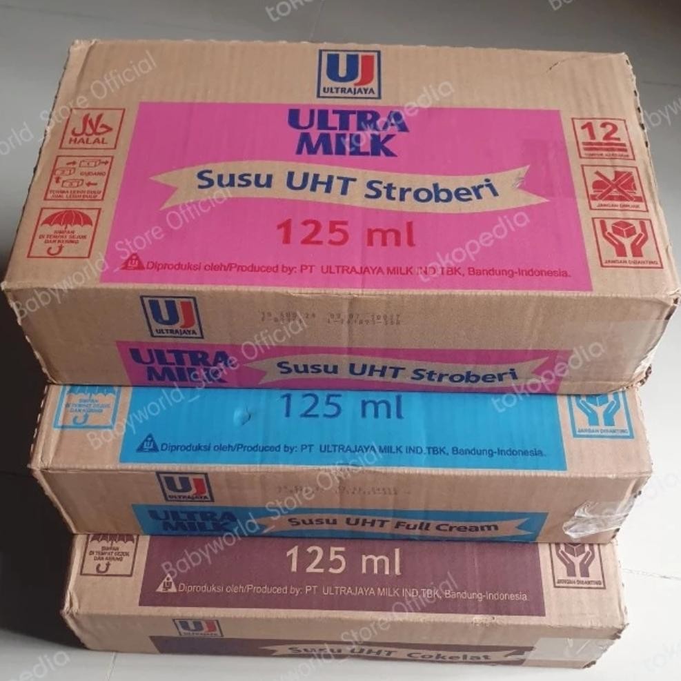 

Ultra Milk susu UHT mini 125ml ( 1 dus isi 40 ) rasa COKLAT / FULL CREAM / STRAWBERRY ( BOLEH MIX )