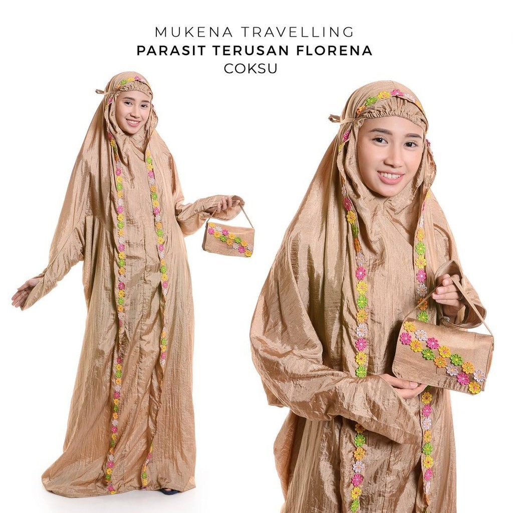 mukena katun rayon premium Mukena Dewasa Traveling Parasit Terusan Florena mukena traveling mini