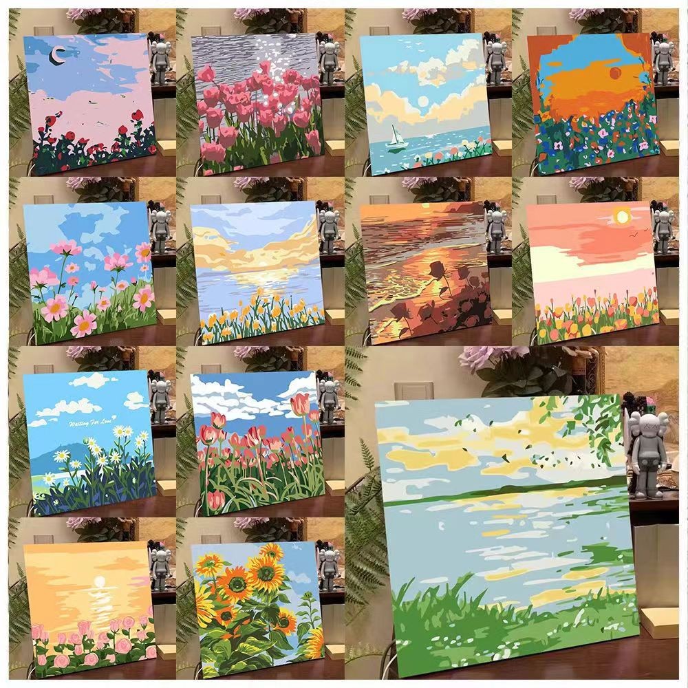 

1SET PAINT BY NUMBER MELUKIS SESUAI DENGAN URUTAN ANGKA GAMBAR PEMANDANGAN INDAH FREE CAT DAN KUAS LUKIS