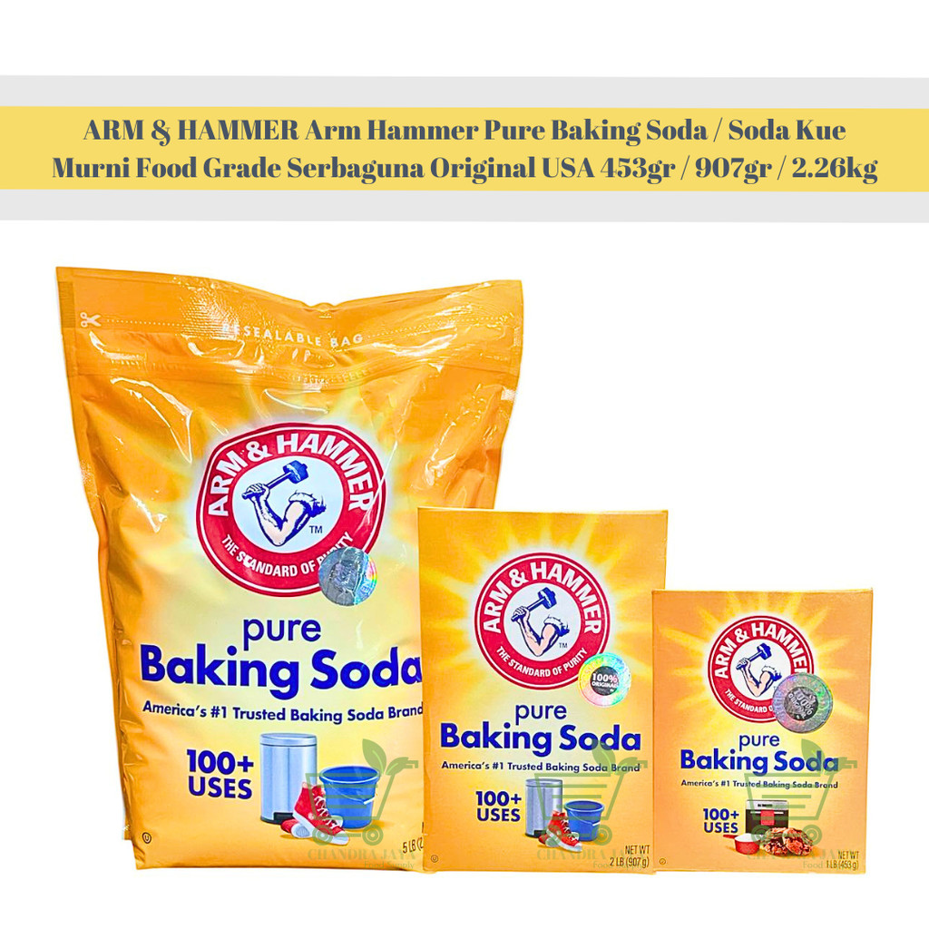 

ARM & HAMMER Arm Hammer Pure Baking Soda / Soda Kue Murni Food Grade Serbaguna Original USA 453gr / 907gr / 2.26kg