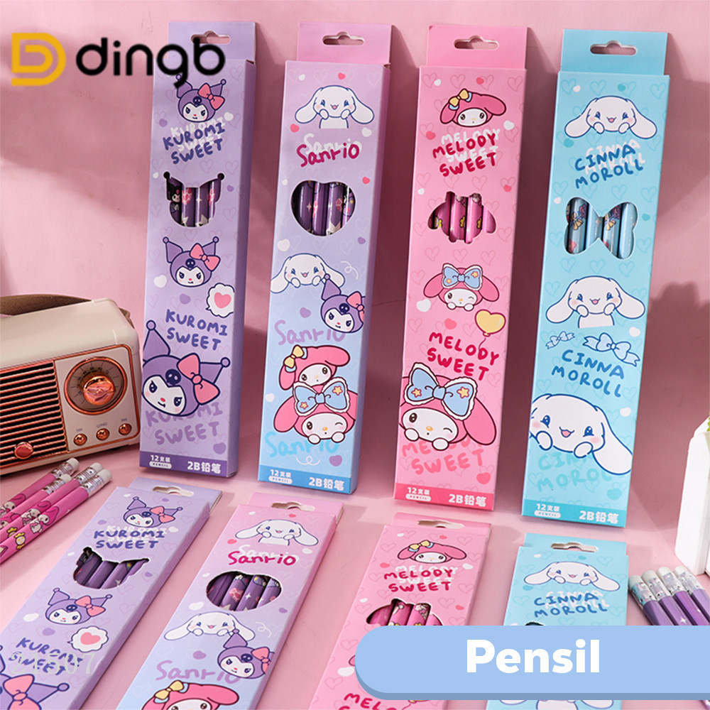 

DINGB Pensil 2B Karakter Lucu Isi 12 – Sanrio, Labubu, Lotso, Baby Three, Ada Penghapus