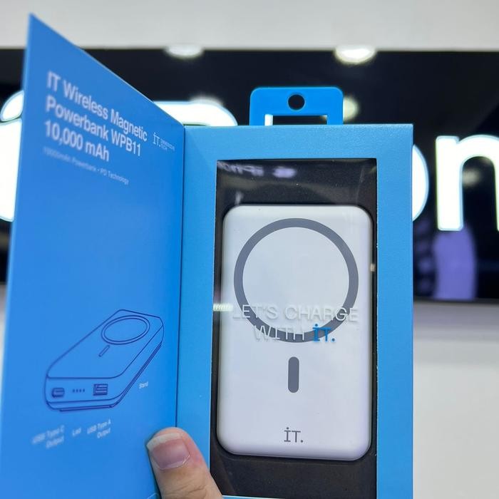 promo IPHONE POWERBANK WIRELESS MAGNETIC MAGSAFE IT FAST CHARGING 10.000 MaH - White