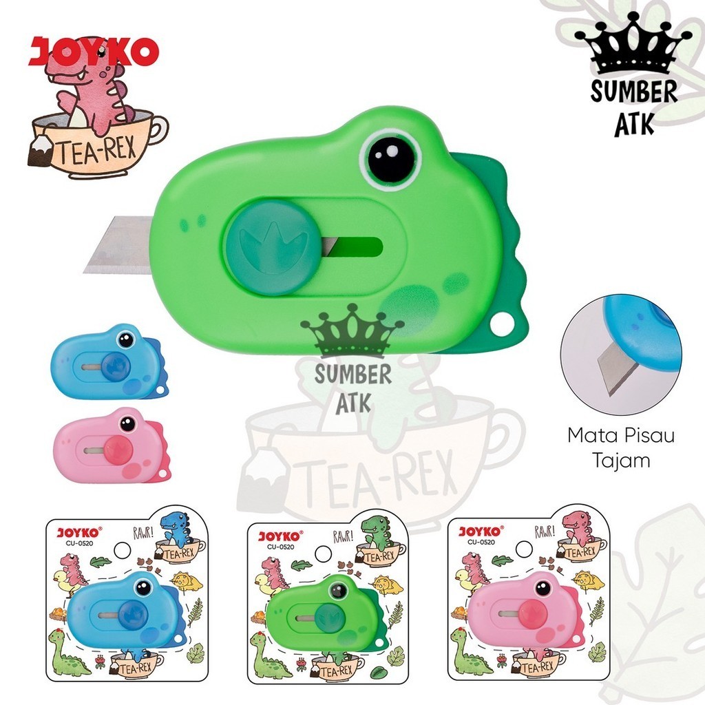 

Mini Cutter Pemotong Joyko CU-0520 TEA-REX Biru Hijau Merah Muda Cutter Lucu