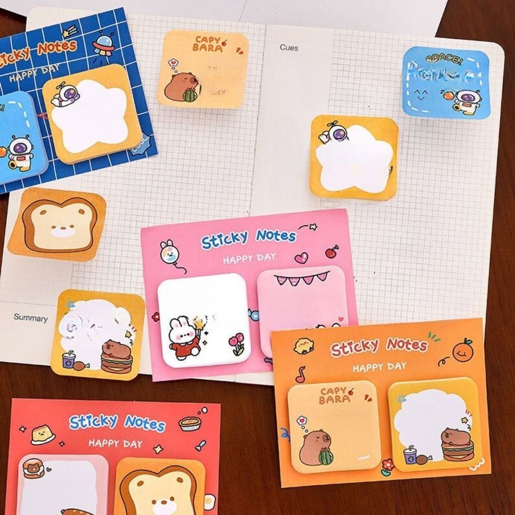 

TENNO Catatan Kertas Tempel Sticky Notes Isi 60 Lembar Motif Persegi Kotak 2 Model Aesthetic Estetik Stick Note Estetik Character Cartoon Karakter Kartun Happy Day