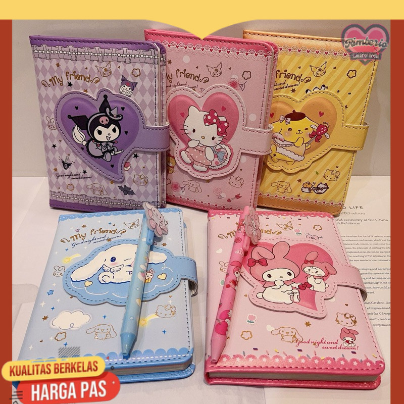 

Paket Buku Tulis 2 in 1 Notebook Kuromi Buku Tulis Anak Sanrio Magnet Buku Memo dan Pen Kuromi Cinnamoroll Melody Hello Kitty