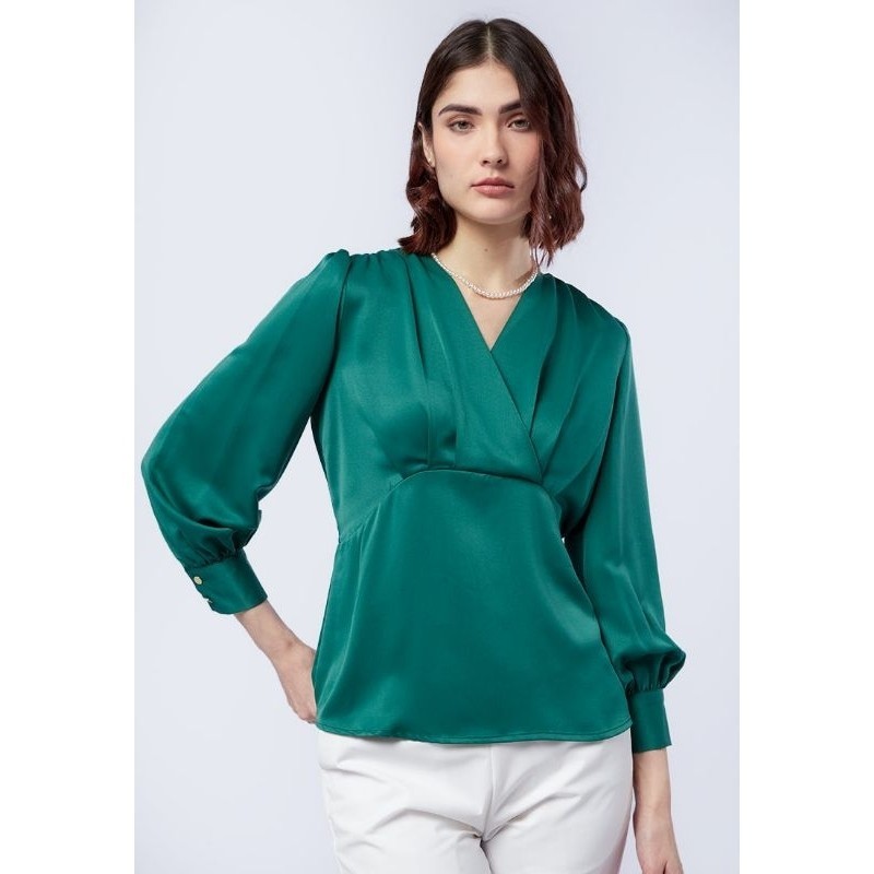 EXECUTIVE BAJU ATASAN WANITA LENGAN BALON VNECK BLOUSE PINGGANG KARET